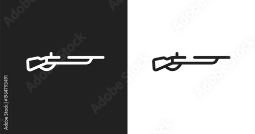 Shotgun icon. Linear black, white icon from law and justice collection. Outline shotgun vector. Thin line symbol isolated on white and black background