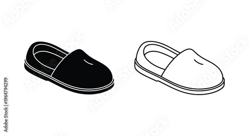 Black and white slipper shoes Vector