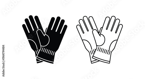 Black and white gloves pair illustration Vector