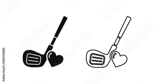 Golf clubs with hearts love sports Vector