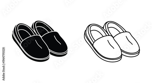 Black and white slippers illustration Vector