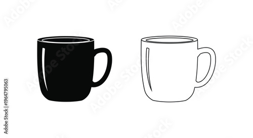 Black and white coffee mugs side by side Vector