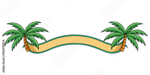 Tropical banner with palm trees for summer design, vector
