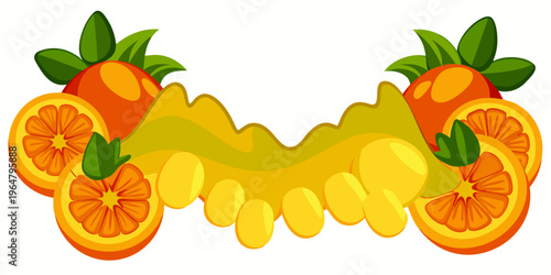 Fresh orange and lemon citrus fruit illustration, vector