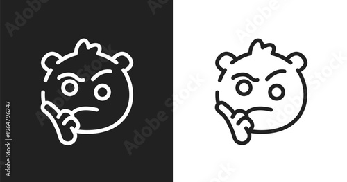 Wondering emoji icon. Linear black, white icon from emoji collection. Outline wondering emoji vector. Thin line symbol isolated on white and black background