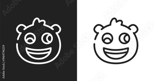 Weird emoji icon. Linear black, white icon from emoji collection. Outline weird emoji vector. Thin line symbol isolated on white and black background