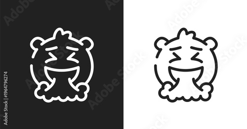 Vomit emoji icon. Linear black, white icon from emoji collection. Outline vomit emoji vector. Thin line symbol isolated on white and black background