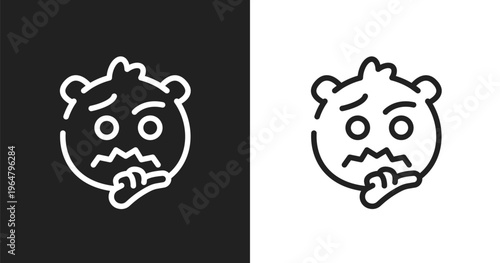Thinking emoji icon. Linear black, white icon from emoji collection. Outline thinking emoji vector. Thin line symbol isolated on white and black background