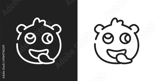 Stupid emoji icon. Linear black, white icon from emoji collection. Outline stupid emoji vector. Thin line symbol isolated on white and black background