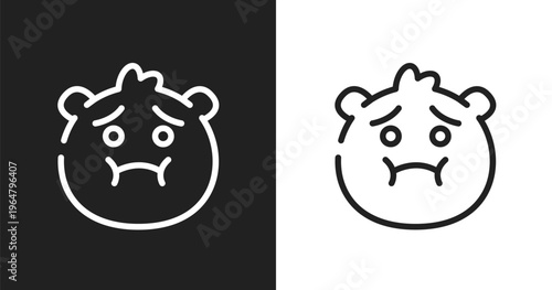 Nauseated emoji icon. Linear black, white icon from emoji collection. Outline nauseated emoji vector. Thin line symbol isolated on white and black background