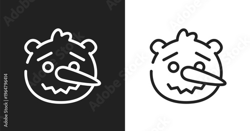 Lying emoji icon. Linear black, white icon from emoji collection. Outline lying emoji vector. Thin line symbol isolated on white and black background