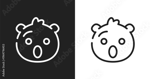 Hushed emoji icon. Linear black, white icon from emoji collection. Outline hushed emoji vector. Thin line symbol isolated on white and black background