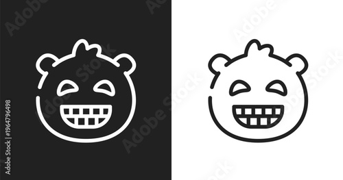 Grinning emoji icon. Linear black, white icon from emoji collection. Outline grinning emoji vector. Thin line symbol isolated on white and black background