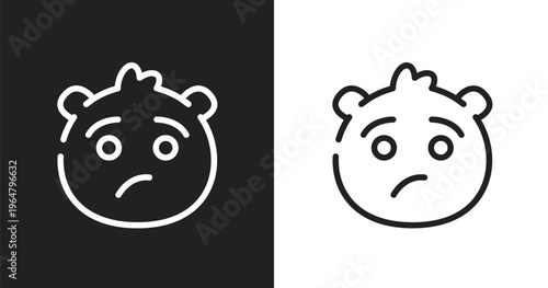 Annoyed emoji icon. Linear black, white icon from emoji collection. Outline annoyed emoji vector. Thin line symbol isolated on white and black background