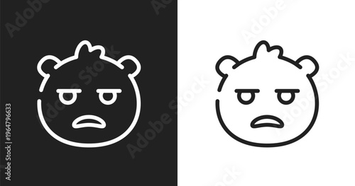 Bored emoji icon. Linear black, white icon from emoji collection. Outline bored emoji vector. Thin line symbol isolated on white and black background