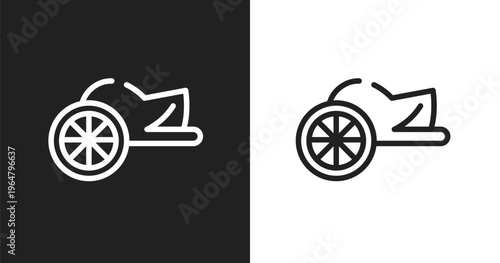 Chariot icon. Linear black, white icon from history collection. Outline chariot vector. Thin line symbol isolated on white and black background