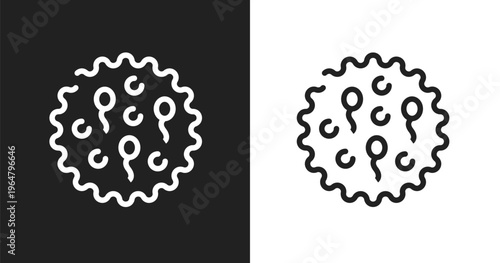 Ovule icon. Linear black, white icon from biology technology collection. Outline ovule vector. Thin line symbol isolated on white and black background