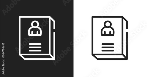 Biography icon. Linear black, white icon from in the library collection. Outline biography vector. Thin line symbol isolated on white and black background