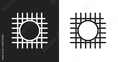 Wire gauze icon. Linear black, white icon from laboratory collection. Outline wire gauze vector. Thin line symbol isolated on white and black background