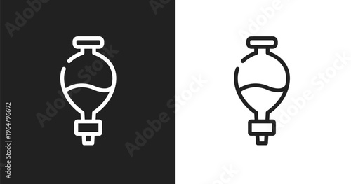 Separating funnel icon. Linear black, white icon from laboratory collection. Outline separating funnel vector. Thin line symbol isolated on white and black background