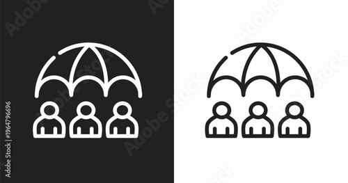 Life insurance icon. Linear black, white icon from healthy life collection. Outline life insurance vector. Thin line symbol isolated on white and black background