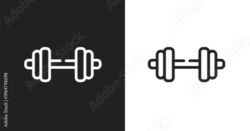 Dumbell icon. Linear black, white icon from healthy life collection. Outline dumbell vector. Thin line symbol isolated on white and black background