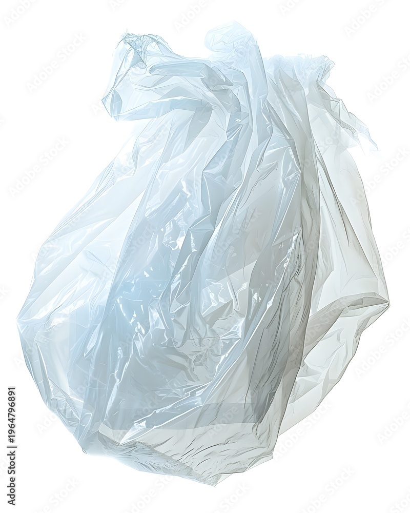 Fototapeta premium Transparent plastic food bag crumpled texture isolated on white background 
