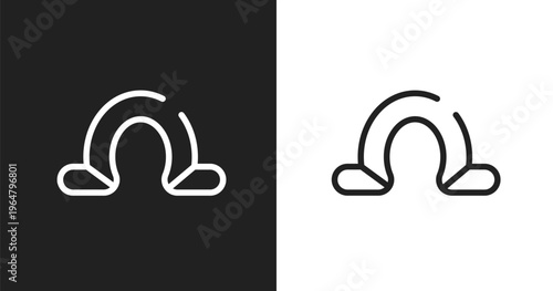 Omega icon. Linear black, white icon from math symbols collection. Outline omega vector. Thin line symbol isolated on white and black background