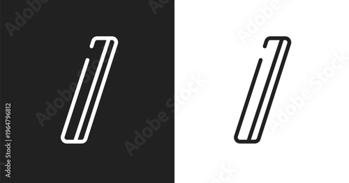Slash icon. Linear black, white icon from math symbols collection. Outline slash vector. Thin line symbol isolated on white and black background