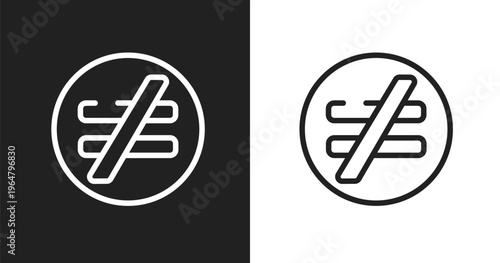 Not equal icon. Linear black, white icon from math symbols collection. Outline not equal vector. Thin line symbol isolated on white and black background