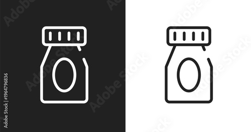 Medication icon. Linear black, white icon from science collection. Outline medication vector. Thin line symbol isolated on white and black background