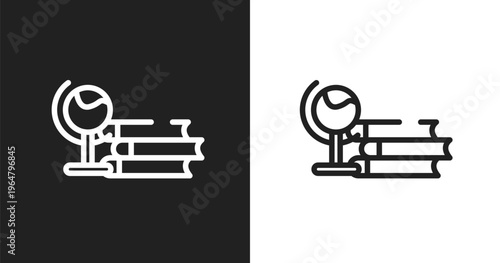 Studies icon. Linear black, white icon from education collection. Outline studies vector. Thin line symbol isolated on white and black background