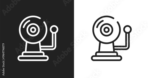 Alarm bell icon. Linear black, white icon from back to school collection. Outline alarm bell vector. Thin line symbol isolated on white and black background