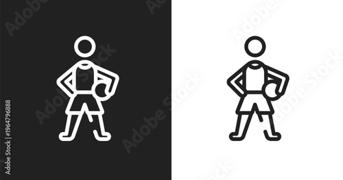Basketball player icon. Linear black, white icon from education collection. Outline basketball player vector. Thin line symbol isolated on white and black background