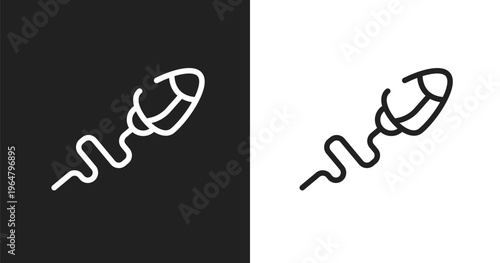 Sperm icon. Linear black, white icon from biology technology collection. Outline sperm vector. Thin line symbol isolated on white and black background