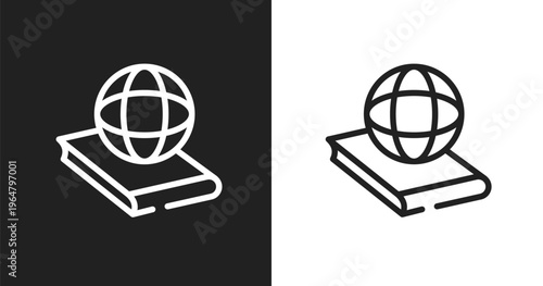 Politics icon. Linear black, white icon from knowledge collection. Outline politics vector. Thin line symbol isolated on white and black background