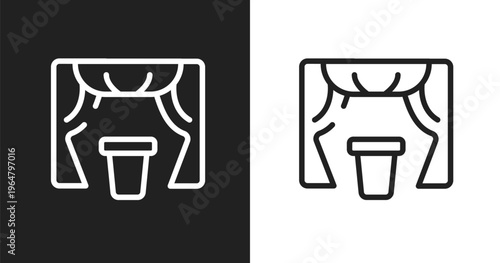 Curtain icon. Linear black, white icon from knowledge collection. Outline curtain vector. Thin line symbol isolated on white and black background