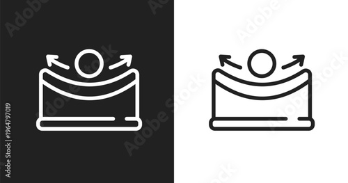 Concave icon. Linear black, white icon from physics collection. Outline concave vector. Thin line symbol isolated on white and black background
