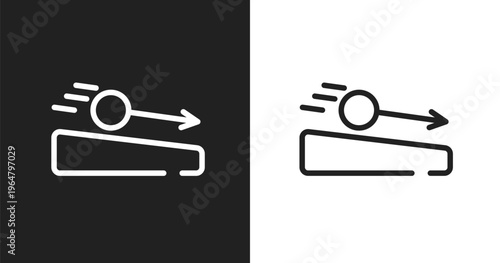 Acceleration icon. Linear black, white icon from physics collection. Outline acceleration vector. Thin line symbol isolated on white and black background