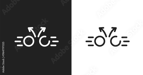 Collision icon. Linear black, white icon from physics collection. Outline collision vector. Thin line symbol isolated on white and black background