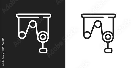 Pulley icon. Linear black, white icon from physics collection. Outline pulley vector. Thin line symbol isolated on white and black background