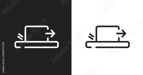 Friction icon. Linear black, white icon from physics collection. Outline friction vector. Thin line symbol isolated on white and black background