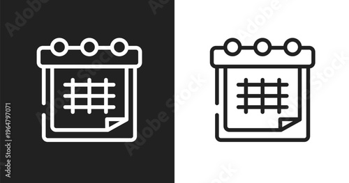 Timetable icon. Linear black, white icon from back to school collection. Outline timetable vector. Thin line symbol isolated on white and black background