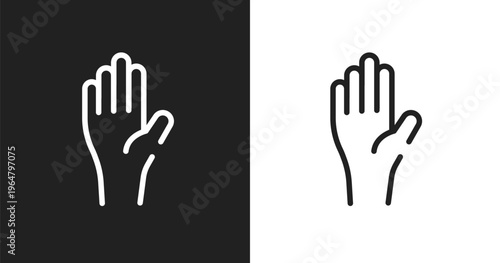 Raise hand icon. Linear black, white icon from back to school collection. Outline raise hand vector. Thin line symbol isolated on white and black background