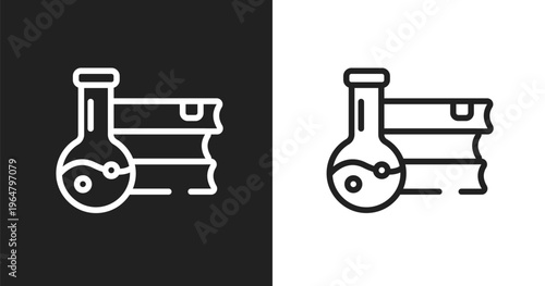 Science book icon. Linear black, white icon from laboratory collection. Outline science book vector. Thin line symbol isolated on white and black background