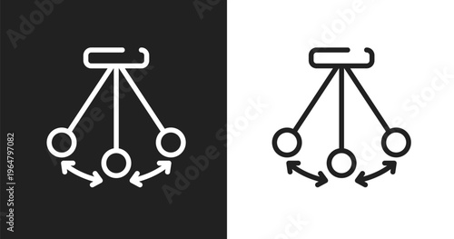 Pendulum icon. Linear black, white icon from physics chemistry collection. Outline pendulum vector. Thin line symbol isolated on white and black background