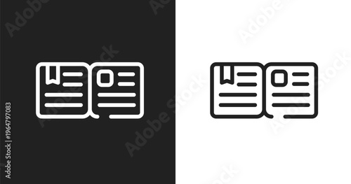 Essay icon. Linear black, white icon from learning collection. Outline essay vector. Thin line symbol isolated on white and black background