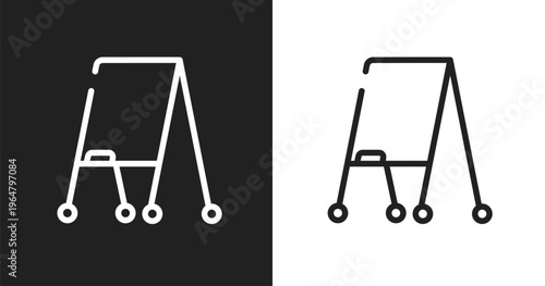 Flipchart icon. Linear black, white icon from school collection. Outline flipchart vector. Thin line symbol isolated on white and black background