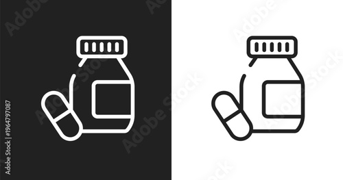 Medicines icon. Linear black, white icon from research & science collection. Outline medicines vector. Thin line symbol isolated on white and black background