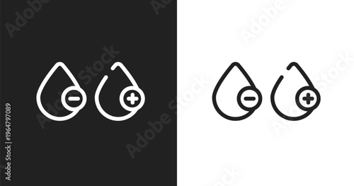 Blood type icon. Linear black, white icon from laboratory collection. Outline blood type vector. Thin line symbol isolated on white and black background